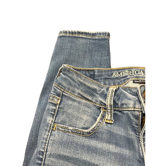 American Eagle Outfitters Super Stretch X Jegging Jeans Size 00 Light Distressin - Picture 2 of 6